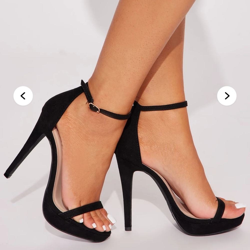 Fashion Nova Black Ankle Strap Heels